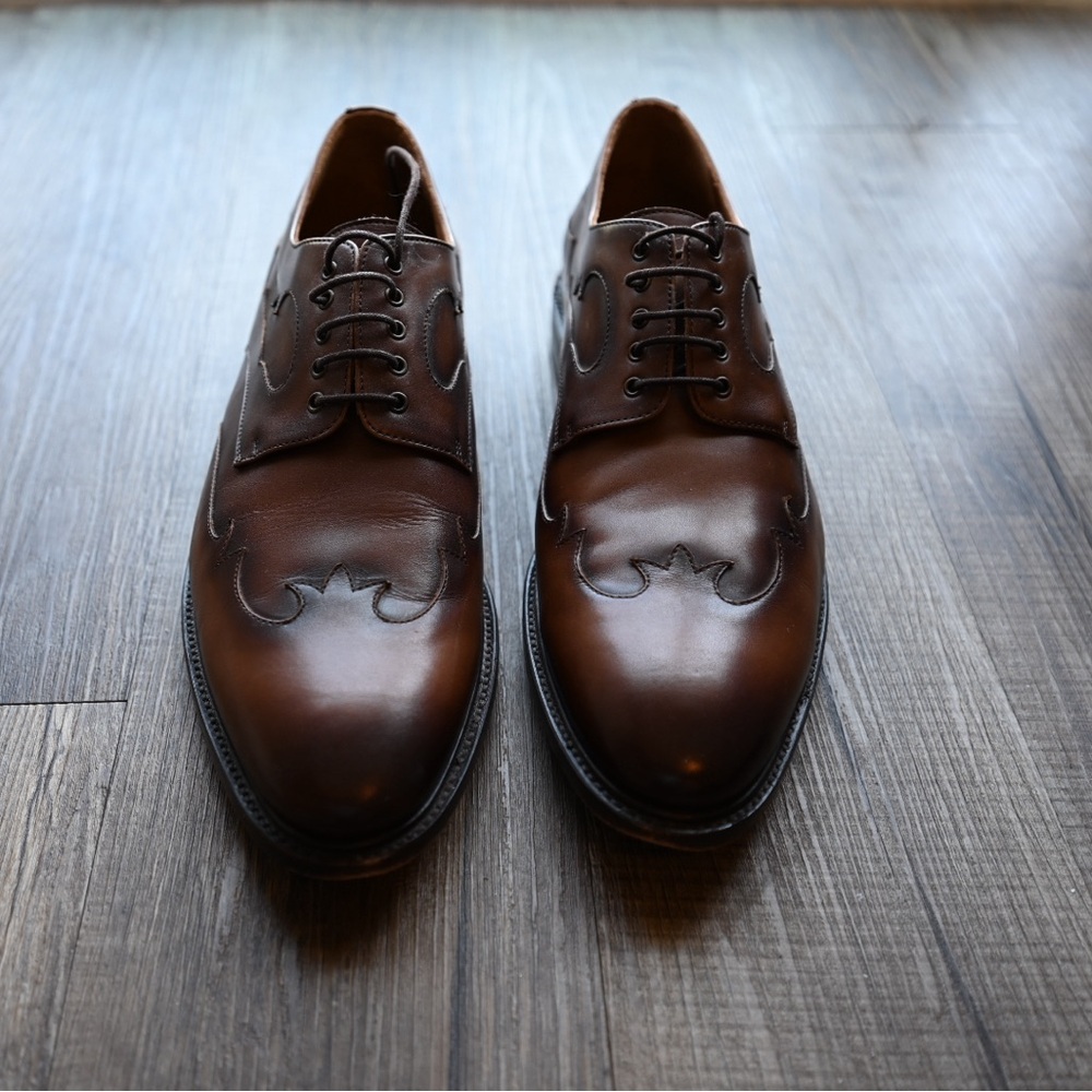 Taft Brown Leather Oxford Shoes with Brogue Detailing